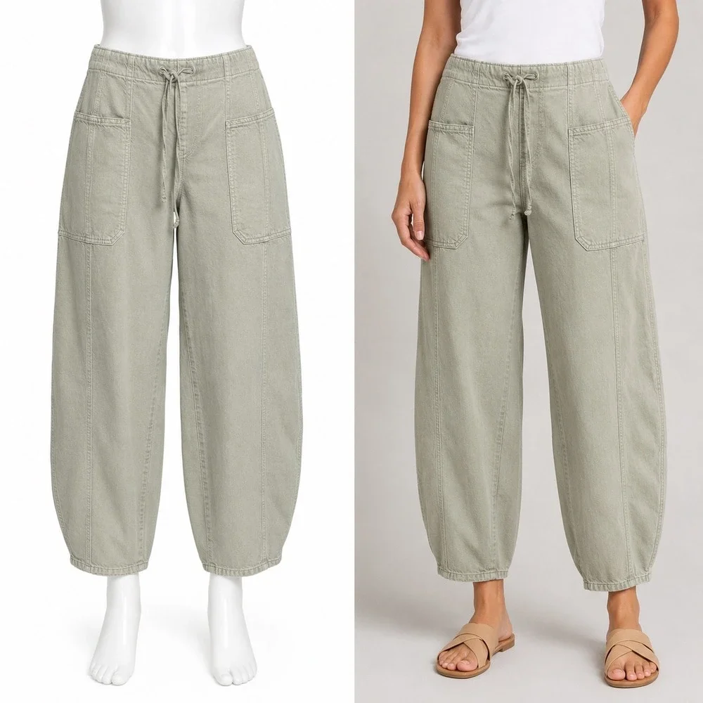 PINK Victorias Secret Pants Small Sage Green Barrel Leg Cargo Utility Casual NWT